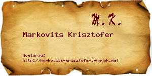 Markovits Krisztofer névjegykártya